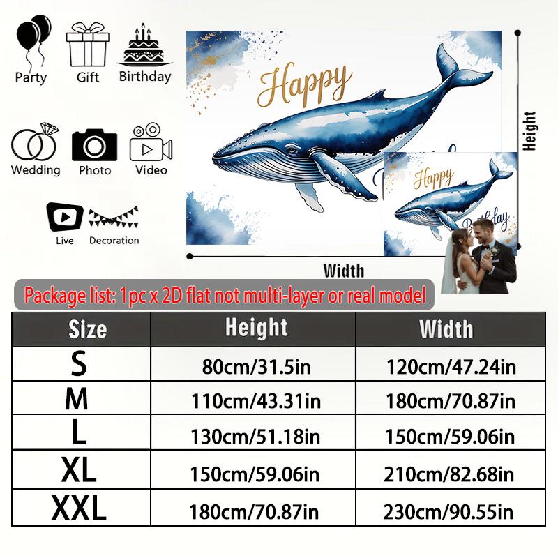 Party Backdrop Flat Whale Card Photo Booth Decor Front Door Decor