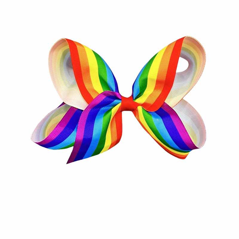 

European & American Children s Rainbow Bow Hair Clip: Girl s Ponytail Hairpin Accessory