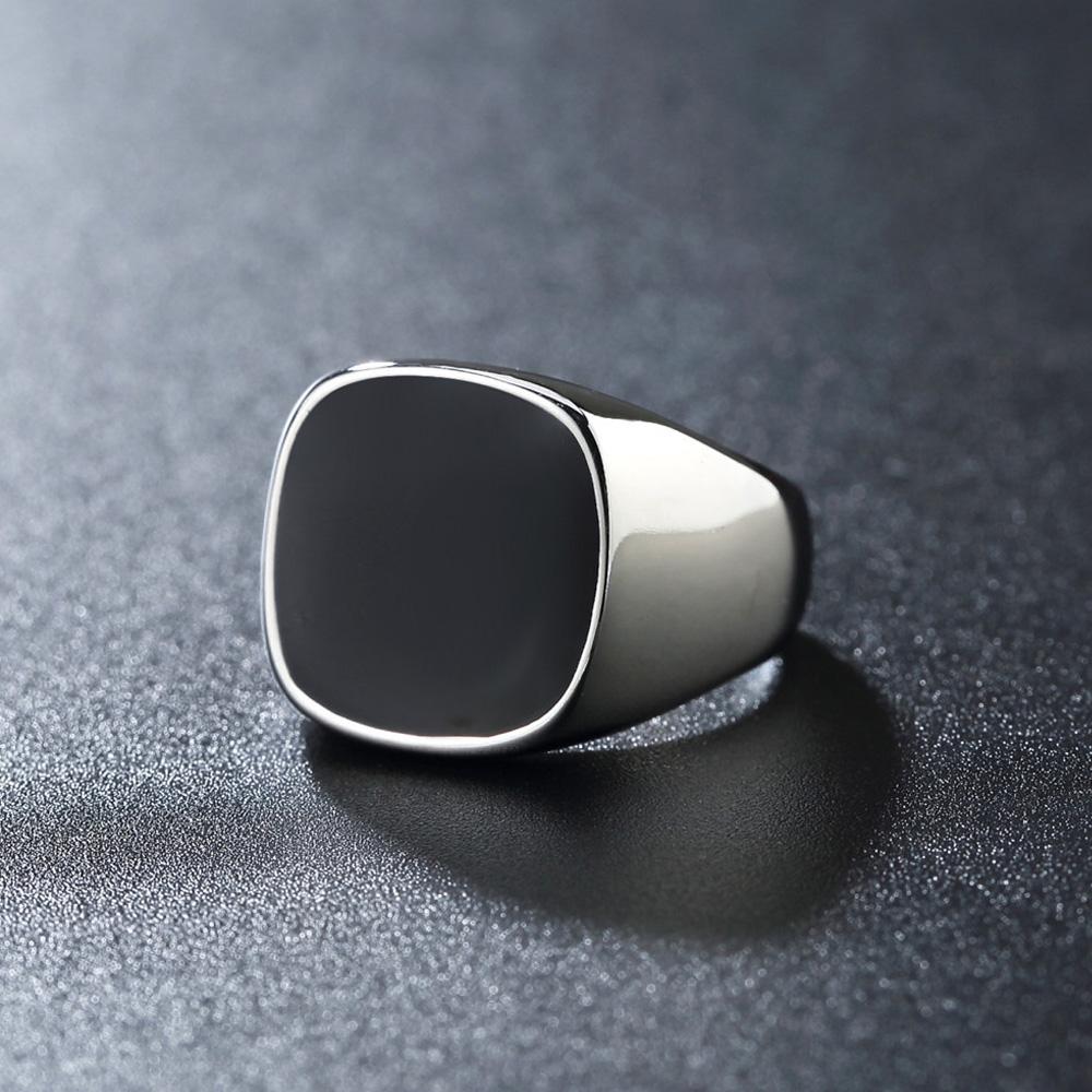 Fashion 316L Stainless Steel Simple Rings For Men Women Punk Hip Hop Square Band Flat Top Signet Ring Charm Party Jewelry Gifts