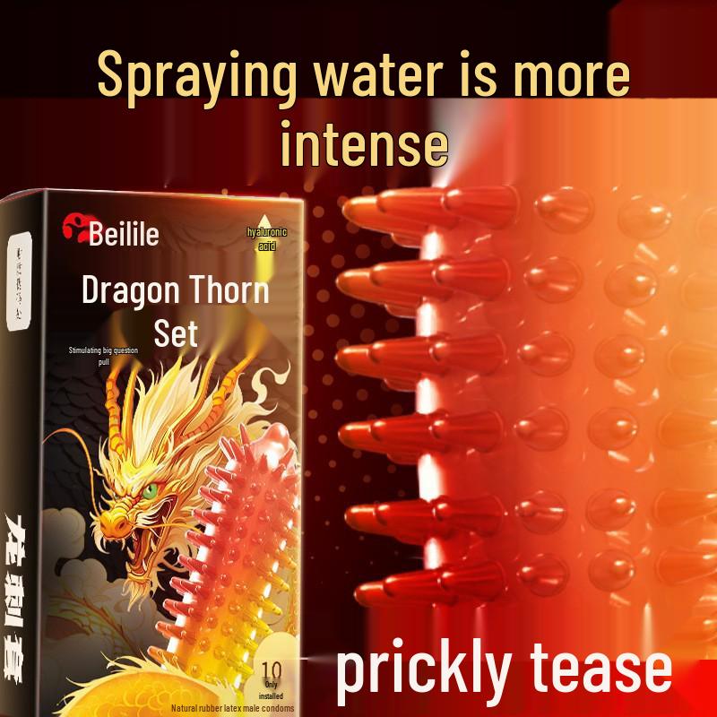 Bailile Wolf Tooth Spiked Condoms - Large Particles, 3 or 10 Pack, Adult Erotic Product