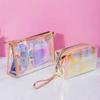 PVC Waterproof Transparent Cosmetic Bag Wash Toiletry Makeup Bag Organizer Female Girls Laser Color Zipper Make Up Beauty Case