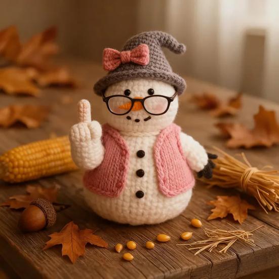 1/2/4Pcs Christmas Crocheted Santa Claus Ornament Handmade Knitted Yarn Middle Finger Santa Doll Xmas Holiday Party Decoration