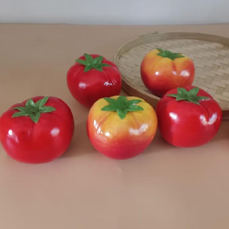 Set of 2 Decorative Tomato Faux Tomatoes Durable Artificial Vegetables for Table Centerpieces and Holiday Decors