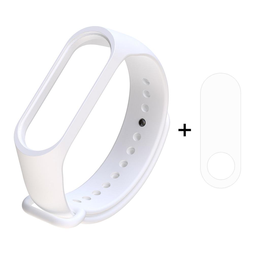 For Xiaomi Mi Smart Band 4/Mi Band 3 Adjustable Soft Silicone Wrist Watch Strap+Full Covering TPU Screen Protector
