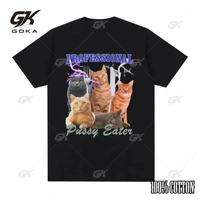 Sommer Baumwoll T-Shirt Lustiges Katzenliebhaber T-Shirt Damenmode T-Shirt Lässig Groß Hipster Rundhals T-Shirt Straßenbekleidung