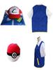 Pokemon Ash Ketchum Cosplay Costume Full Set Adults Jacket Gloves Hat Halloween High Quality Elastic Soft Polyester Material