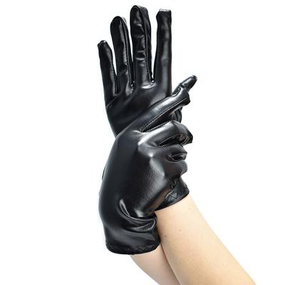 Wetlook PU Leather Short Gloves Women's Performance Cosplay Dance Gloves Punk Festival Party Clothing Accessories Full Finger Gloves