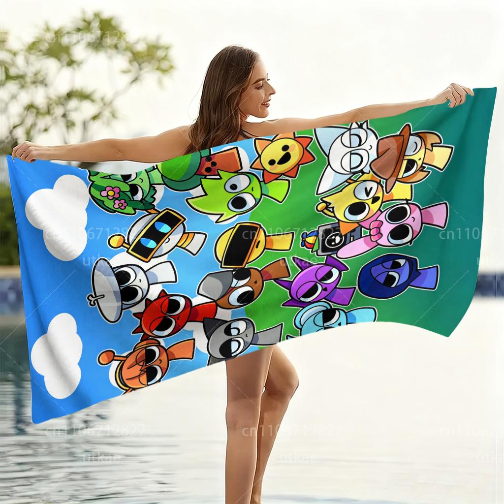 S-Sprunki All Characters Beach Towel Quick Dry Microfiber Soft Absorbent Towel For Kids Pool Beach Camping