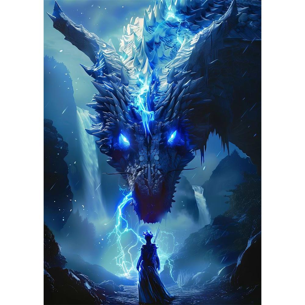 Das Erwachen des mythischen Drachen Diamantmalerei 5D DIY Kunstmuster Druck-Kit Puzzle Leinwand Mosaik-Stickerei Heimdekoration