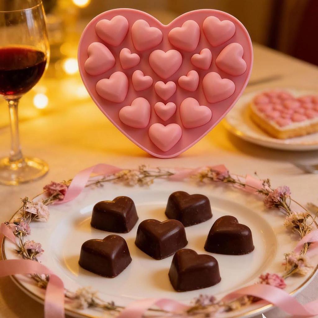 Heart Chocolate Mold 18 Cavities Silicone Heart Shaped Home Decor Valentine Chocolate Molds for Candies Jellies Valentines