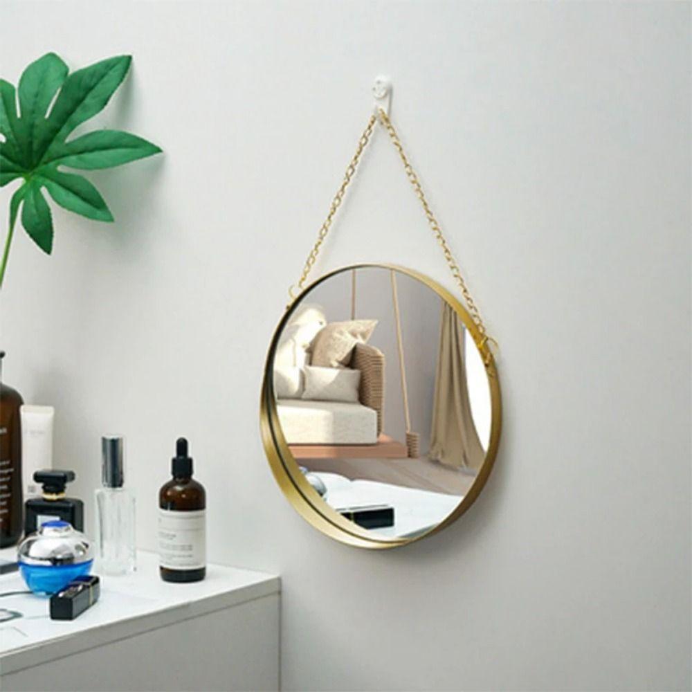 Round/Hexagonal/Rectangle Creative Makeup Mirror Wrought Iron Wall Hanging Mirror  Hairdresser