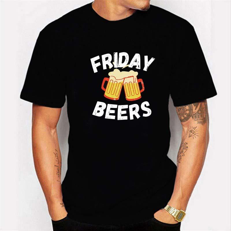 Summer Printed Beer Day Funny Graphic Letters Casual Round Neck Plus Size Pure Cotton Short Sleeved Top T-Shirts Men’s