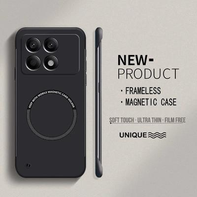 Ultra Thin Hard PC Magnetic Frameless Phone Case For Magsafe Xiaomi Poco X6 X7 F3 F4 F5 F6 F7 F8 Pro M5s Matte Color Solid Cover