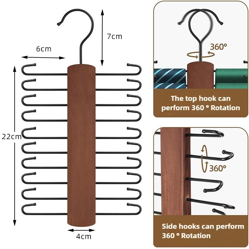 Ties Hanger Holder Rack Silk Scarf Belt Clothes Organizer Cabinet Wooden Storage Hanging Rack Storage Holder For Wardrobe Closet