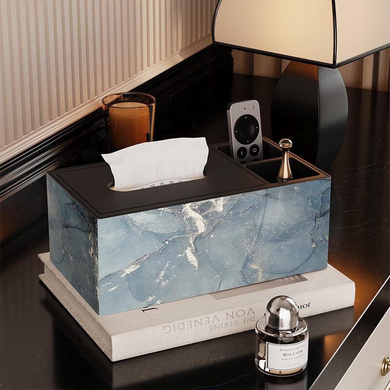 Decorative Marble Pattern Leather Tissue Box