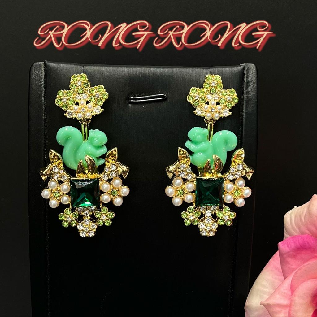 Medieval Earrings Vintage Court Style Drop Glaze Enamel Color Camellia Stud Earrings Plated 24k Gold