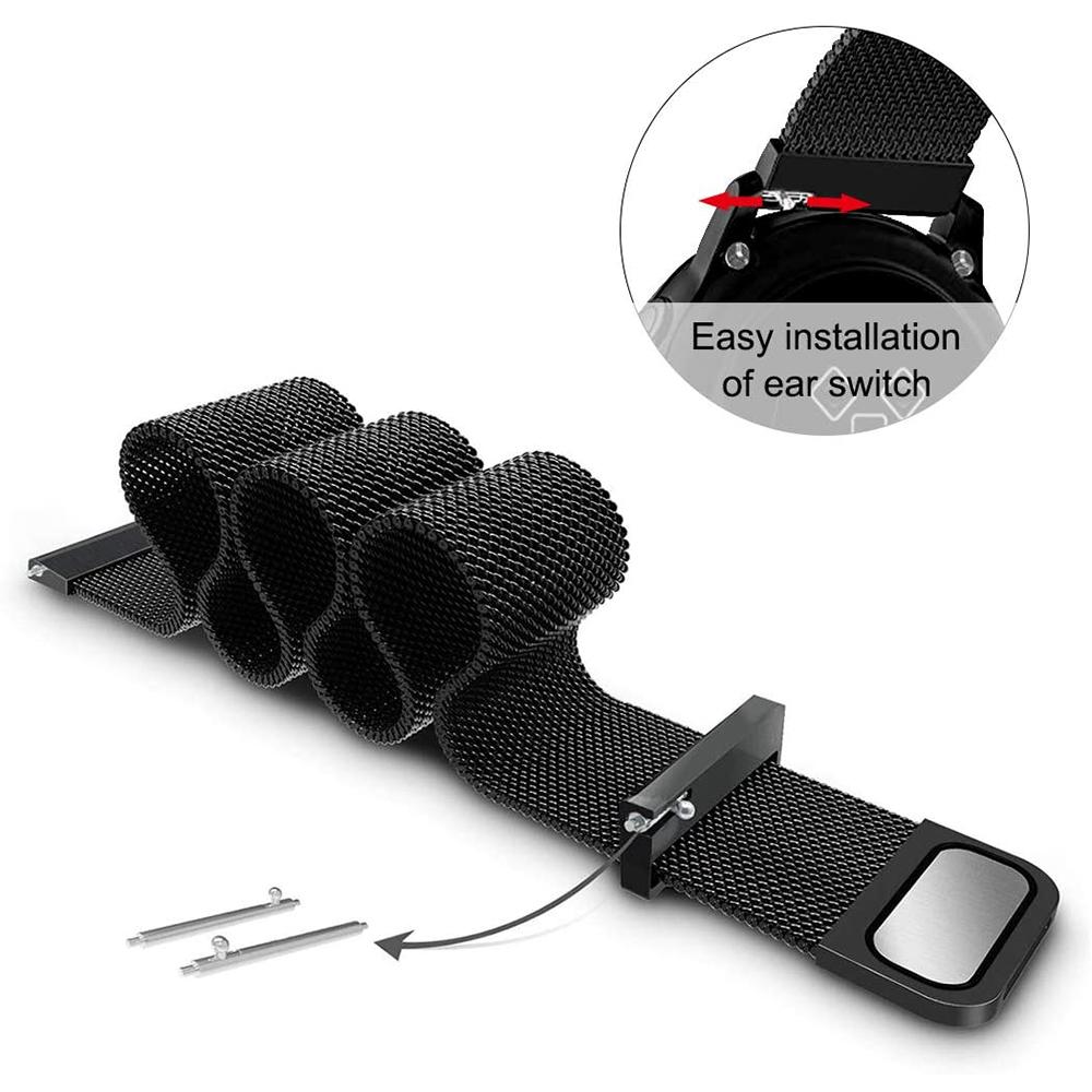 For Garmin Vivoactive 3/Vivoactive 3 Music/Venu Stainless Steel Mesh Milanese Smartwatch Replace Strap Adjustable Wrist Band (20mm)