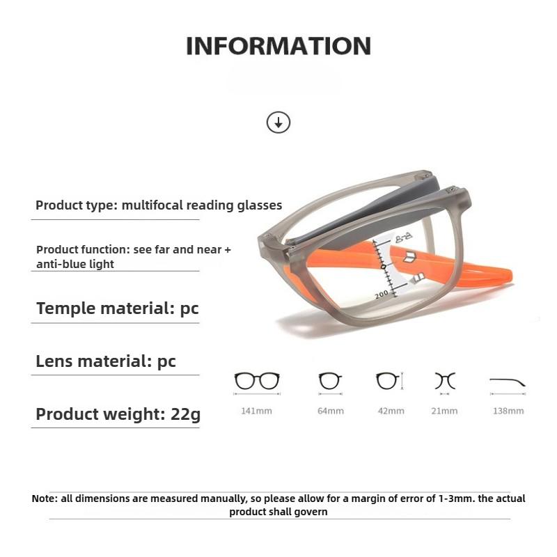 Progressive Multifokale Photochrome Lesebrille Neue Faltbare Tragbare Business-Presbyopie-Brille mit Blaulichtschutz