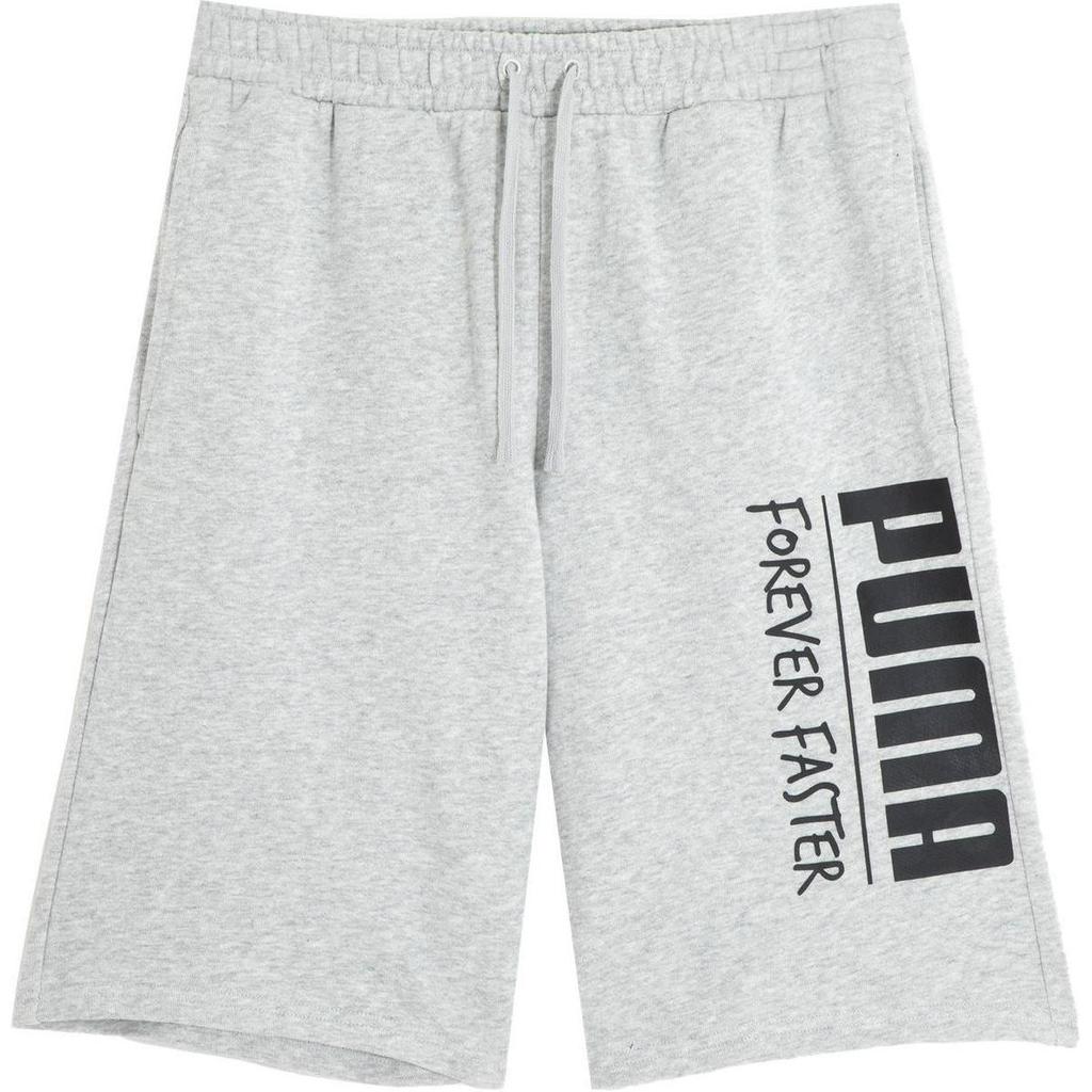 Puma Letter Logo Print Drawstring Mid Waist Casual Shorts Unisex shorts Light-Mixed-Gray 539535-04