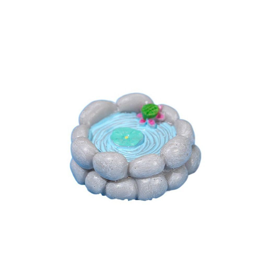 Simulation Lotus Pond Lotus Pond Miniatures Cute Resin Craft Cartoon DIY Outdoor Courtyard Garden Home Decor Small Creative
