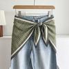 White Floral Small Silk Scarf Triangle Scarf Headscarf Belt Women's Decoration with Skirt Jeans Waist Accessories Fart Curtain