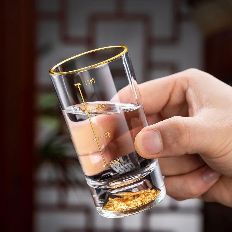 50ml/100ml Luxury Golden Mountain Wine Glass Crystal Gold Foil Glass Cup Spirits Cup Classic Brandy Glasses Drink Kawaii Cups
