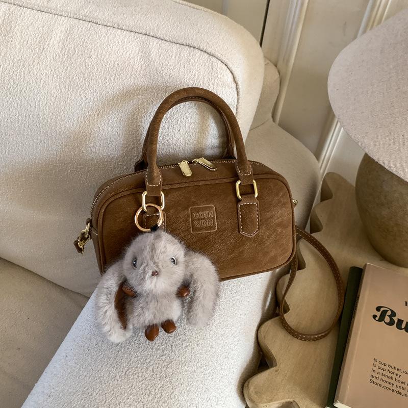 Bag Women's Handheld Winter New Simple Small Square Bag Bowling One Shoulder Retro Fashion Messenger Bag