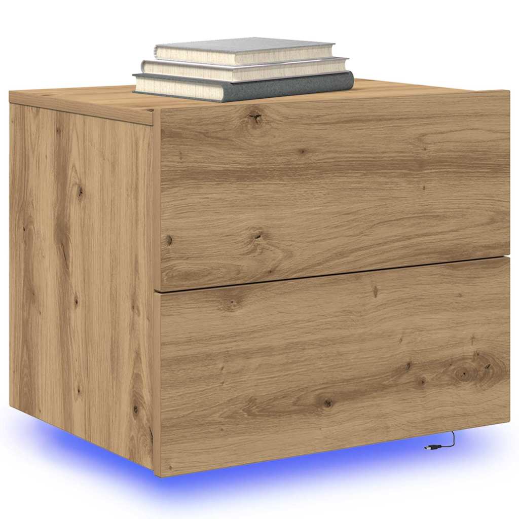 Nightstand Set of 2 Artisan Oak Finish 50 x 39 x 41 cm Engineered Wood