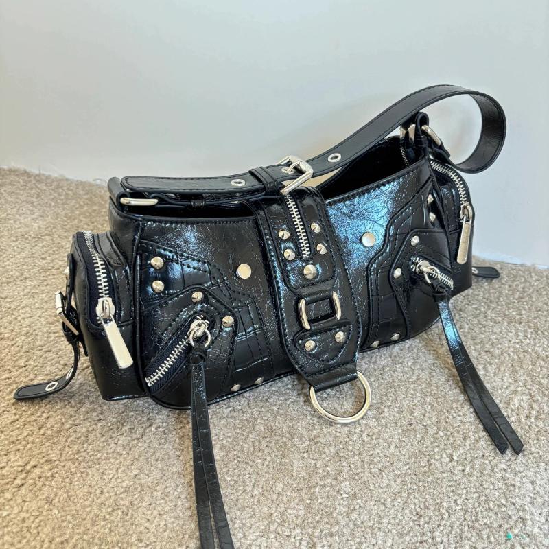 

Сумки под мышку для женщин Роскошная дизайнерская сумочка Кошельки Из винтажной ПУ кожи Заклепки На плечо Crossbody