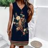 Plus Size V Neck Sleeveless Dress Lush Valley Waterfall Scenic Print For Mountain Hiking Trip
