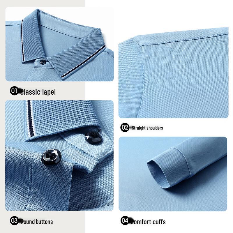 Hengyuanxiang Men's Lyocell Silk Blend Long-Sleeve Polo Shirt