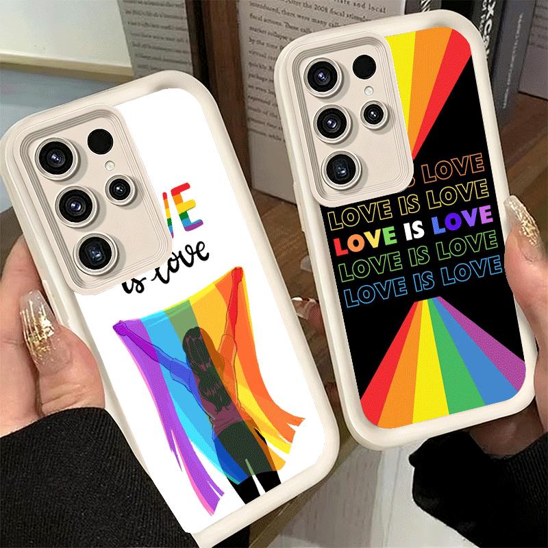 LGBT Rainbow Love Is Love Soft Phone Case for Samsung Galaxy S26 Ultra S25 Edge S24 S23 S22 Plus S21 S20 FE 5G Shell Silicone Fu