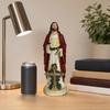 Jesus Statue with LED Lighted Flowers USB Powered Jesus Figurine Blessed Religious Sculpture
