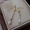 Original handmade natural rice beads, pearl stud earrings, earrings, jewelry asymmetrical silver needles, different beauty