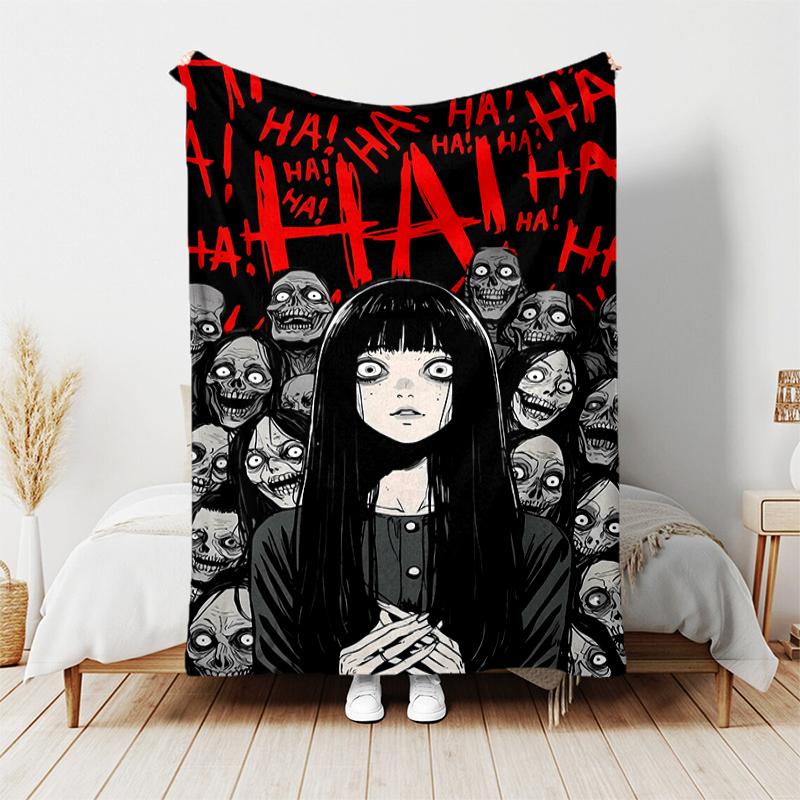 1pc Blanket Thriller Manga Junji Ito Tomie0 Print Design, Lightweight Blanket for Sofa, Bed- Soft &Warm, Gift for All Seasons like Christmas, Hallowee