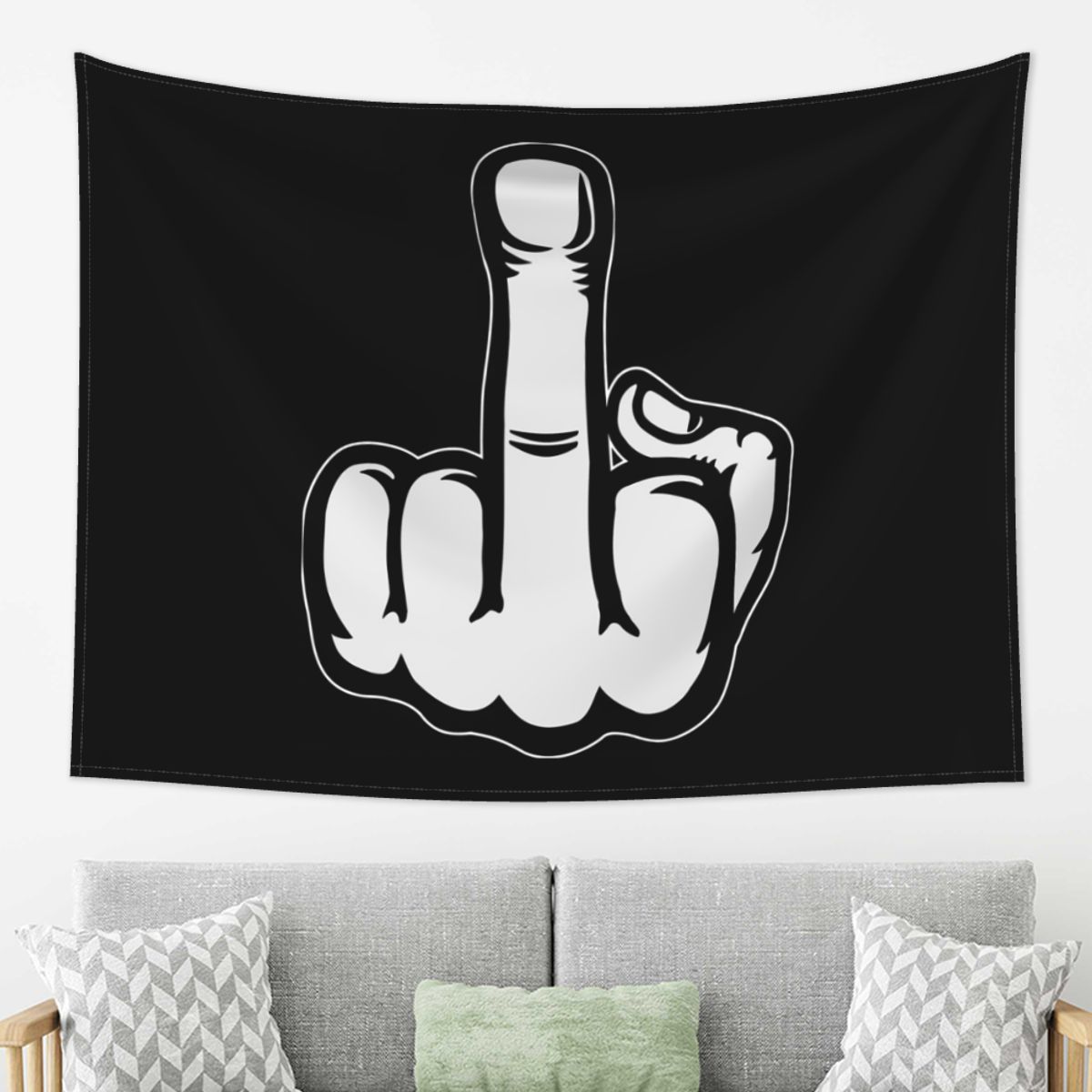 

Hand Gesture Design Middle Finger Shows Middle Fingers Tapestry Wall Hanging Aesthetic Home Decor Tapestries for Living Room 74x94cm(29x37in)