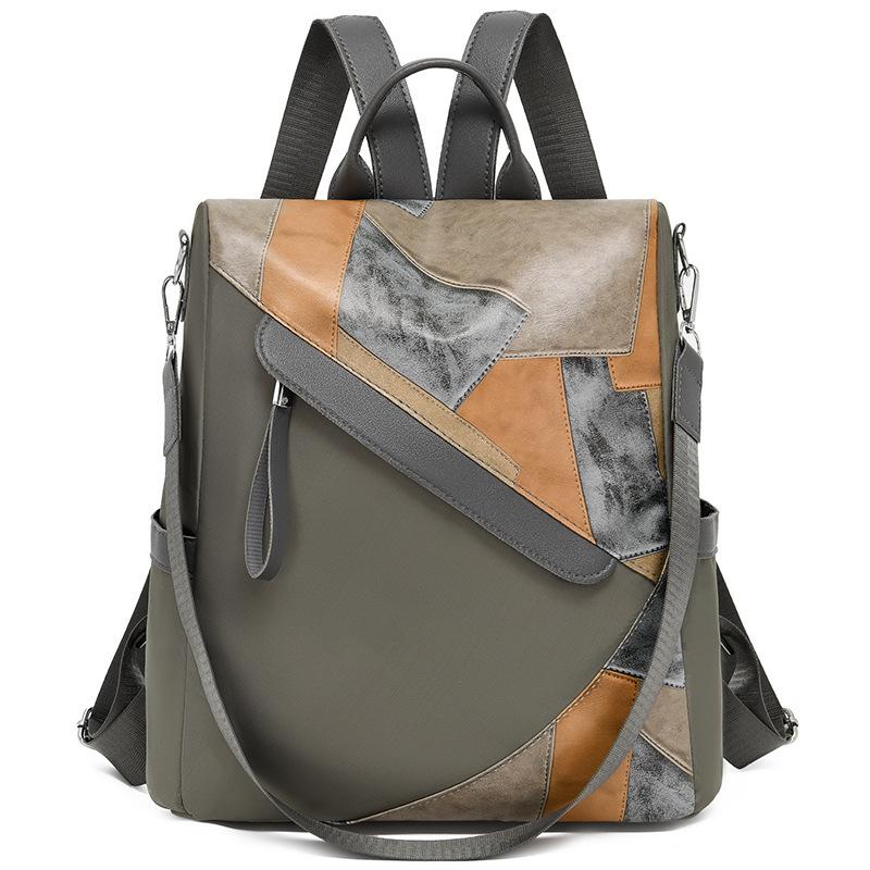

New trend fashion splicing women s backpack outdoor travel versatile women s bag pu anti-theft crossbody portable shoulder светло-серый