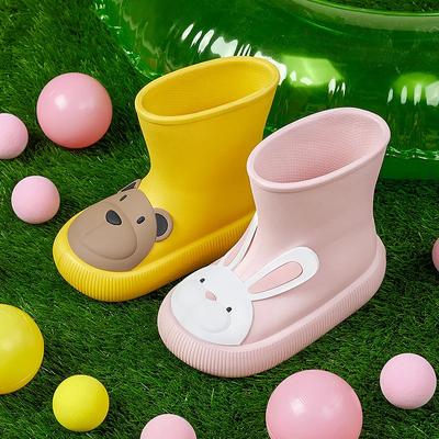 Modische Regenstiefel für Kinder mit Cartoon-Motiv, wasserdicht, rutschfest, Gummi, süße Bären-Kaninchen-Schuhe für Jungen und Mädchen, EVA-Mittelrohr, Wasserschuhe