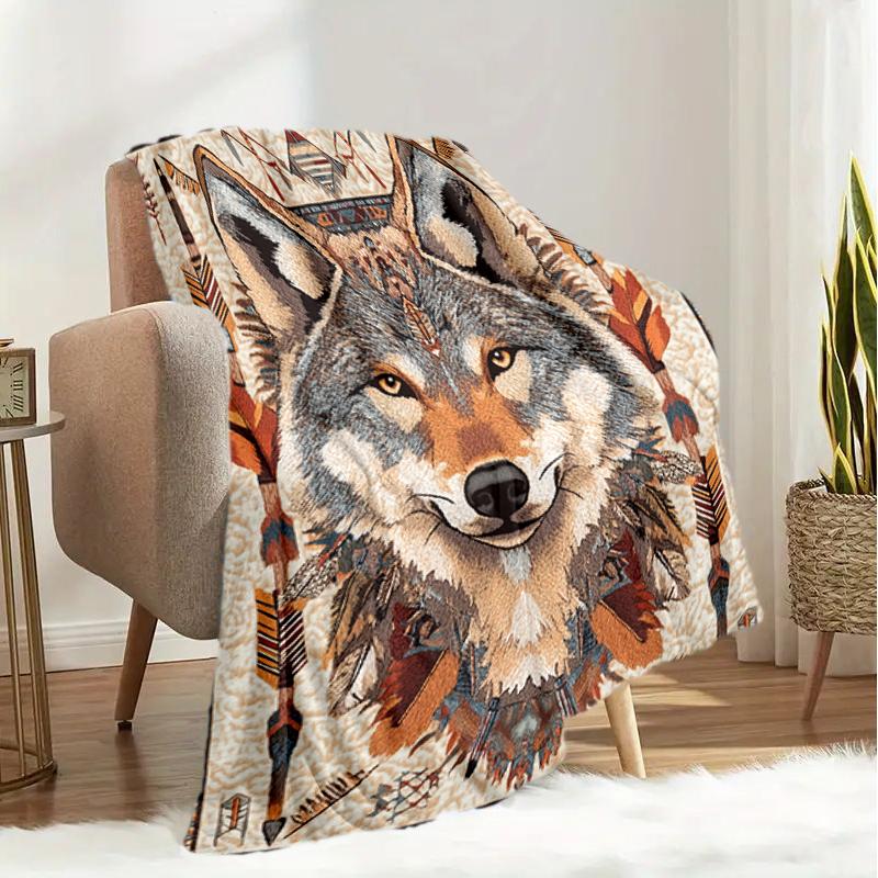 1PC Wolf Elements printed blanket, all season lightweight home office outdoor nap multifunctional blanket A7