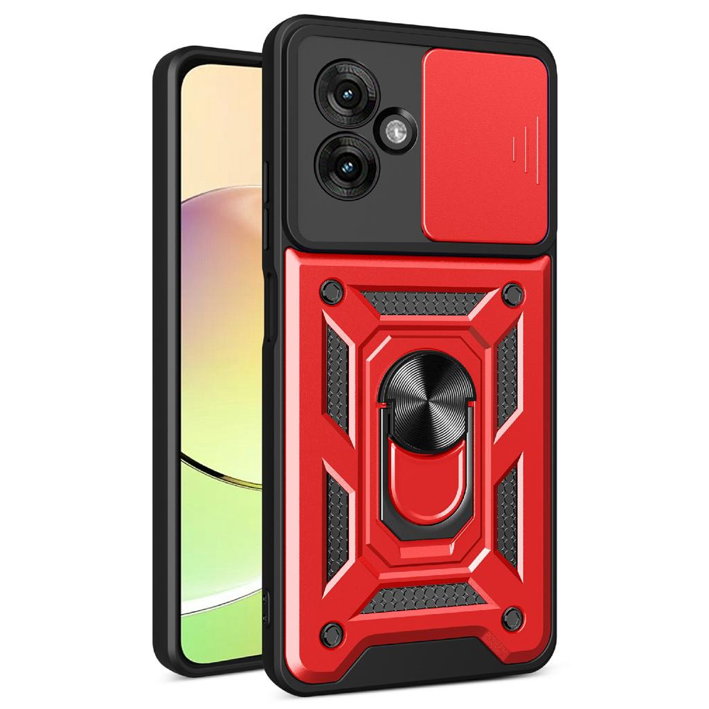 AMORUS Für Motorola Moto G55 5G Hülle Ständer PC+TPU Handyhülle mit Kameraobjektivschieber