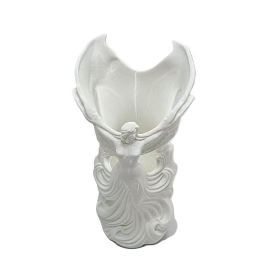 Angel Fairy Pen Holder, 3D Printed Cosmetic Organizer, Cute Makeup Brush Cup for Vanity Desk, Dried Flower Vase, Gift for белый