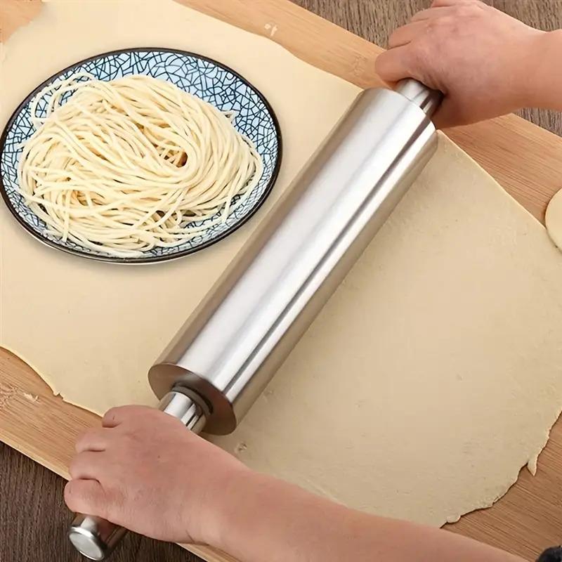 1 ks [Zesílené nerezové váleček] Protiskluzová rukojeť pro pizzu, sušenky, pečivo | Snadno se čistí a je odolný proti korozi, domácí pečicí potřeby