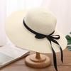 oversized brim straw hat women's new summer bow streamer UV-proof seaside vacation sunscreen hat