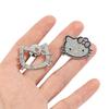 Japanese Soft Cute Kt Cat Brooch Sanrio Cute Cat Metal Badge Accessories Shiny Rhinestone Pin