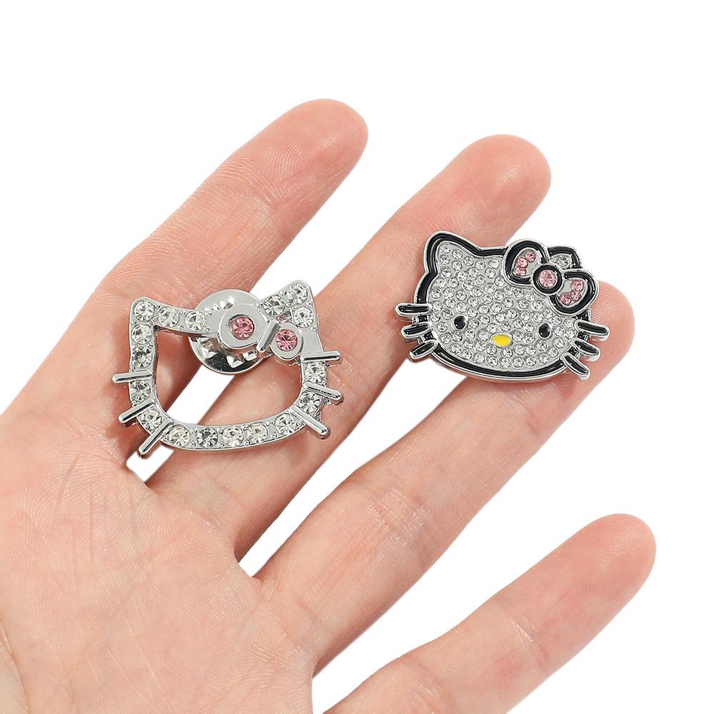 Japanese Soft Cute Kt Cat Brooch Sanrio Cute Cat Metal Badge Accessories Shiny Rhinestone Pin