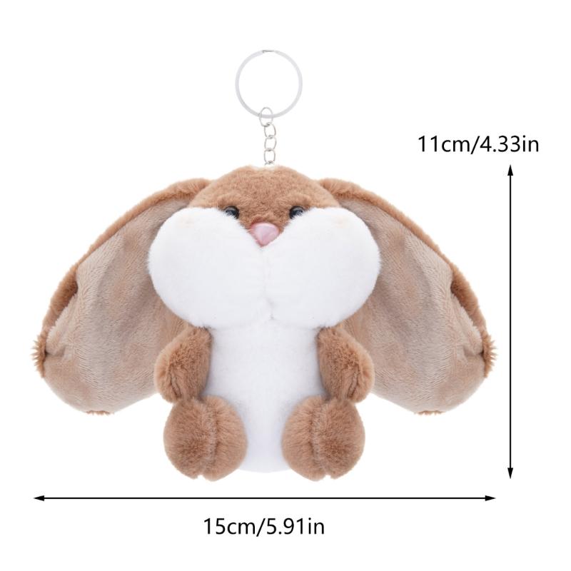 Fashionable Rabbit Shaped Keyring Long Eared Plush Bunnys Bag Pendant Keychain Handbag Accessory for Animal Lovers