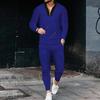 2 Pcs/Set Sports Zipper Stylish V Neck Fitness Top Sweatpants Suit Men Tracksuit