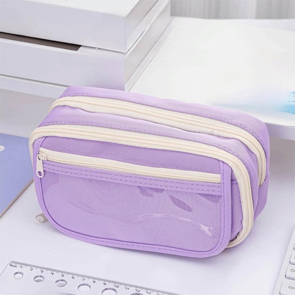 Large Capacity Pen Pouch Solid Color Pencil Case Fashion Pencil Bag  Back To School