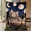 Kittens Playing with Butterflies in Forest Theme blanket Lightweight Warm Flannel Blanket Decorative Throw Blanket for Home Decoration