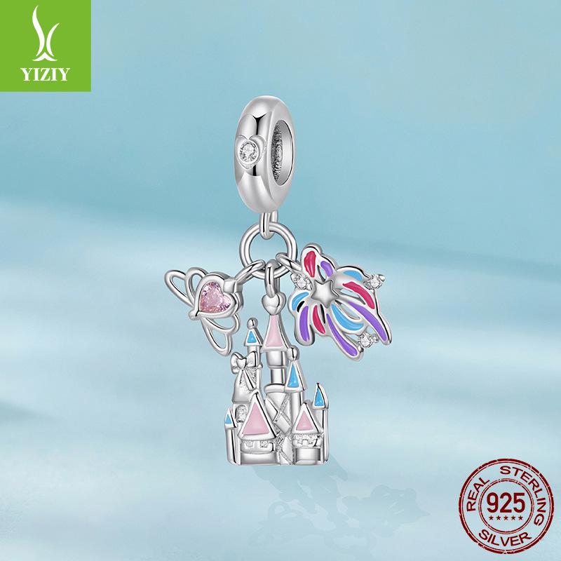 Gorgeous Fireworks Castle Diy Pendant Accessories, Dream Romance S925 Sterling Silver Bracelet Beaded